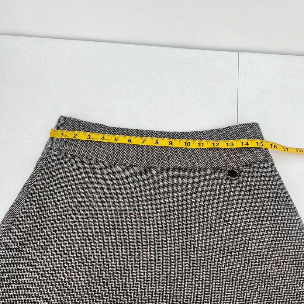 Vintage Y2K Gap Women 4 Charcoal Gray Tweed Wool Blend Flared Skater Mini Skirt